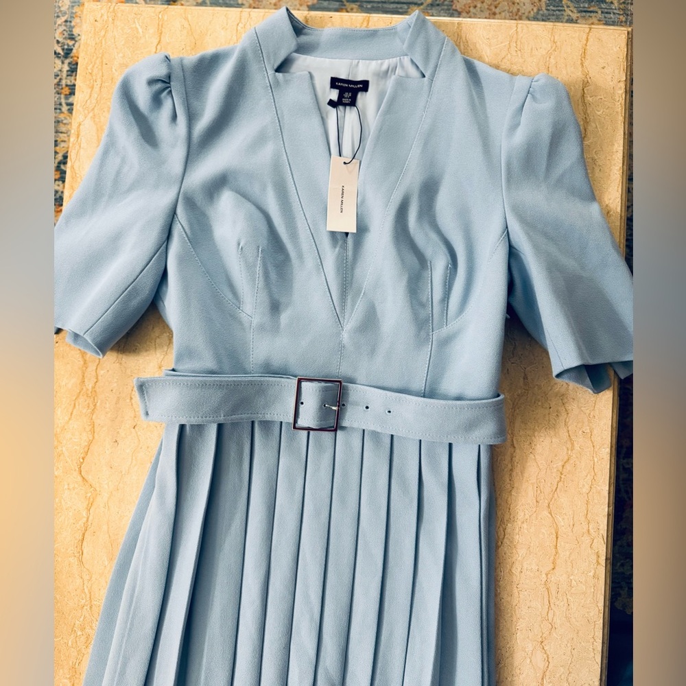 NWT KAREN MILLEN Tall Structured Crepe Forever Pleated Midi Dress. $439 - Picture 10 of 14